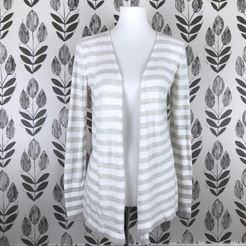 Lou & Grey Open Front Lightweight Stiped Sweater